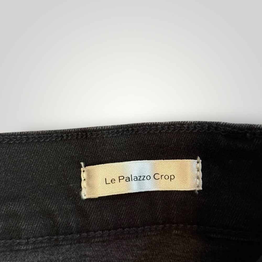 FRAME Le Palazzo Crop High Rise Wide Leg Jeans Tilt Raw After Black Size 26 - Picture 6 of 15